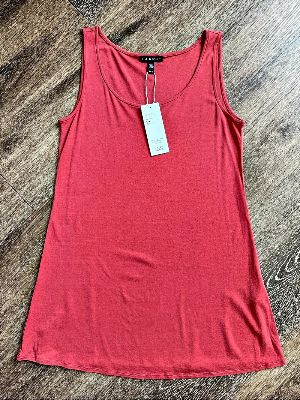Eileen Fisher Stretch Silk Jersey Coral Tank Top XS NWT $148